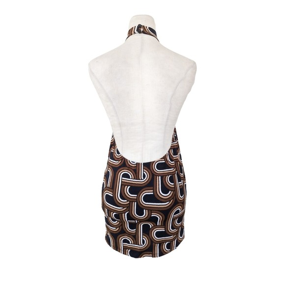 MOTEL Retro Print Low Back Mini Dress Size S - Picture 6 of 9